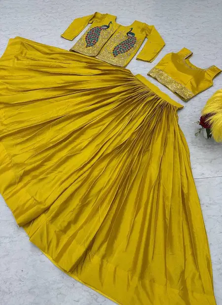 PC 495 Chinon With Heavy Thread & Sequence Work Lehenga With Crop Top And Jacket Collection Bulk Orders In India
